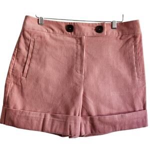 Top Shop Pink High-waisted Corduroy Cuffed Shorts Size 12